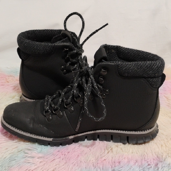 Cole Haan Worn 1x ZeroGrand Waterproof Black Leather Hiker Boots Sz.9 #52 - Picture 12 of 14